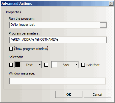 Open advanced actions: netstat advanced action